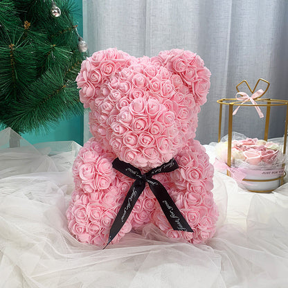 25Cm Cute Flower Rose Bear Handmade Valentines Day 2020 Gift